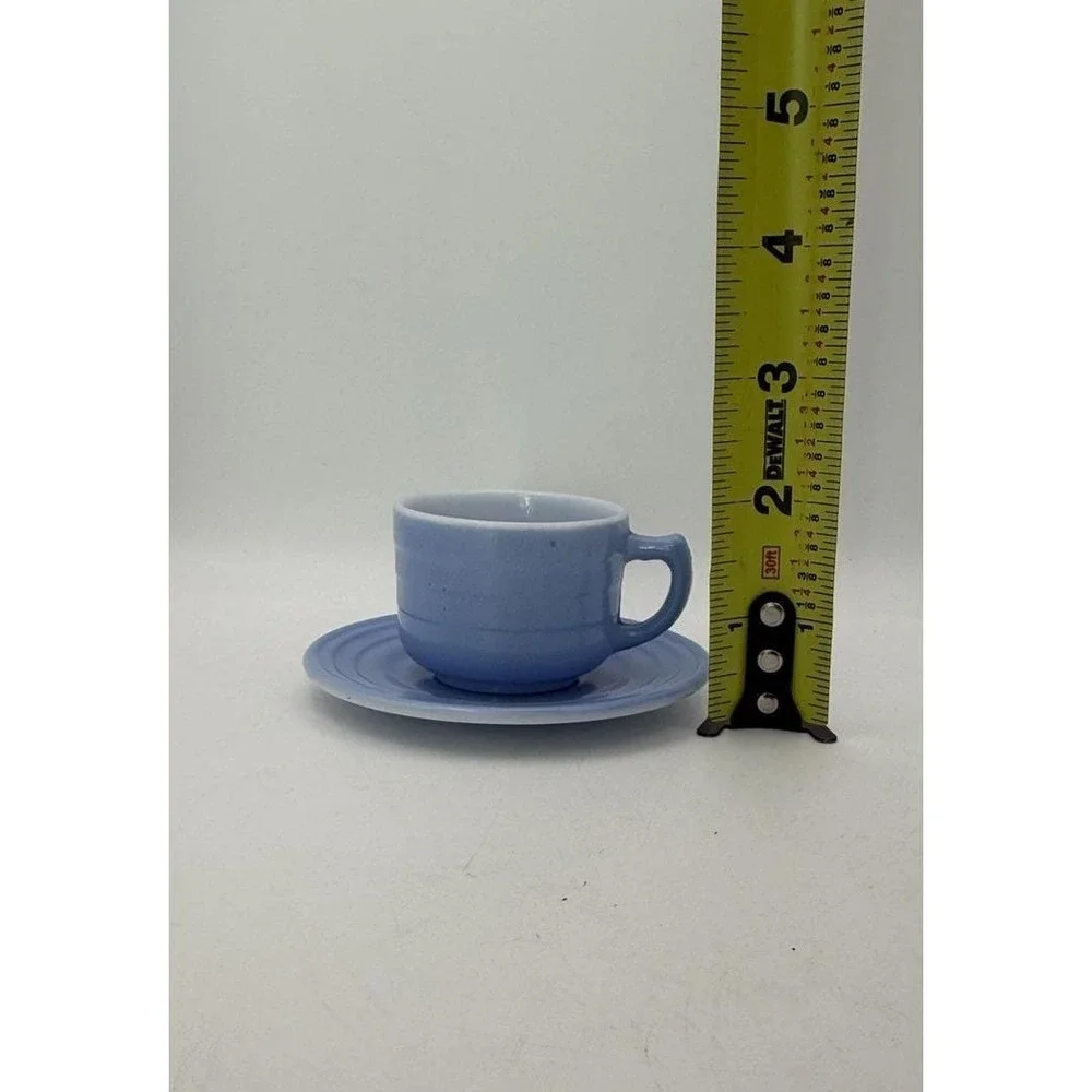 Vintage Hazel Atlas Little Hostess Blue Cup & Saucer Platonite Pastelware